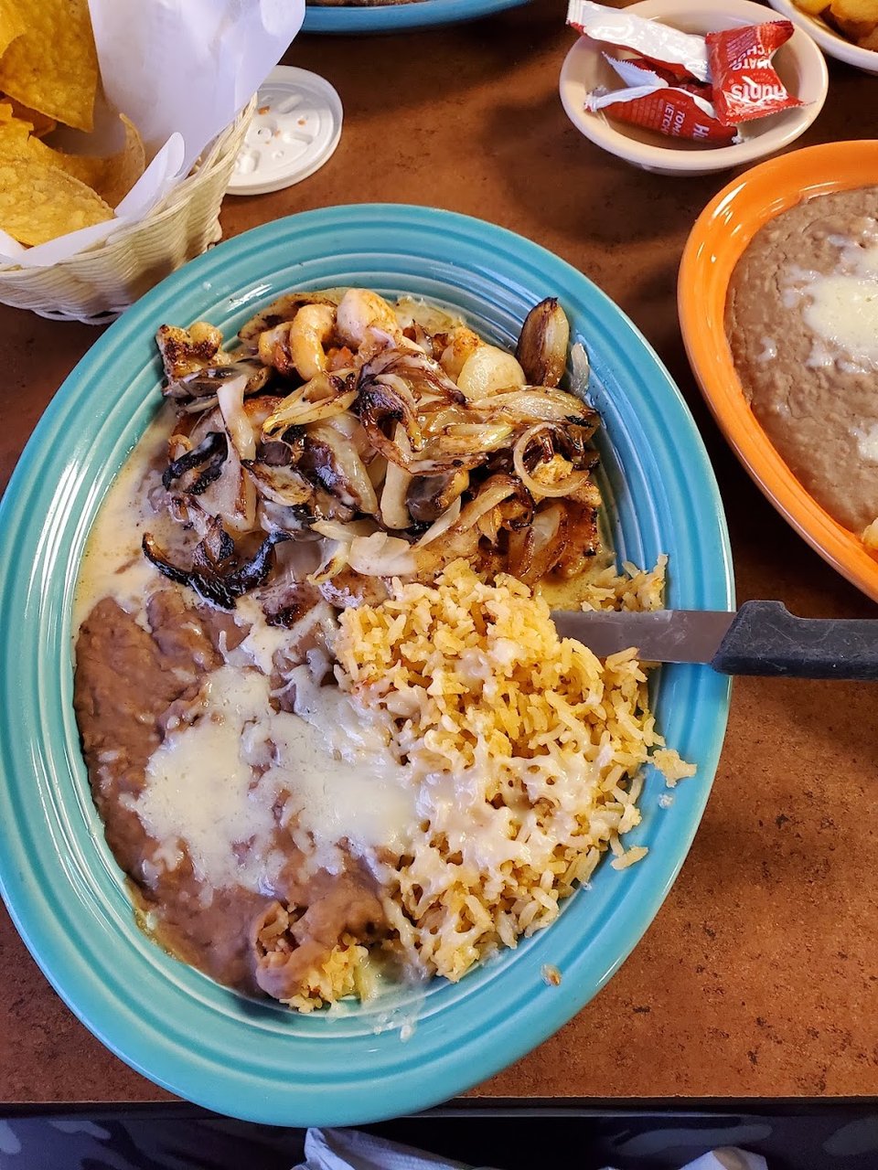Close-up of Mexican dishes on menu